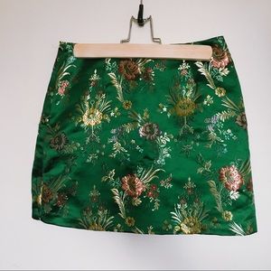 Forever 21 Green Floral Embroidered Skirt